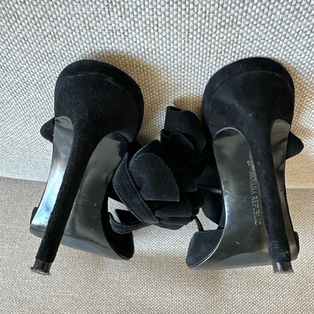 Banana Republic Suede Jackie Heel Sandals Black Size 8.5 - Picture 9 of 9